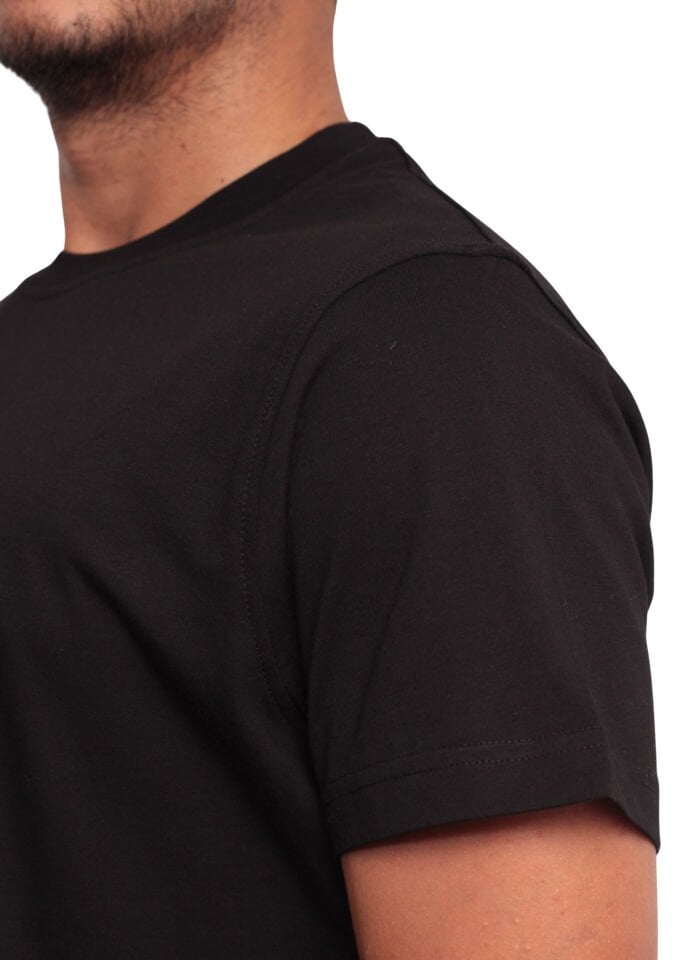 Regular Fit %100 Pamuk T-shirt – Obsidienne Logolu, Siyah Renk