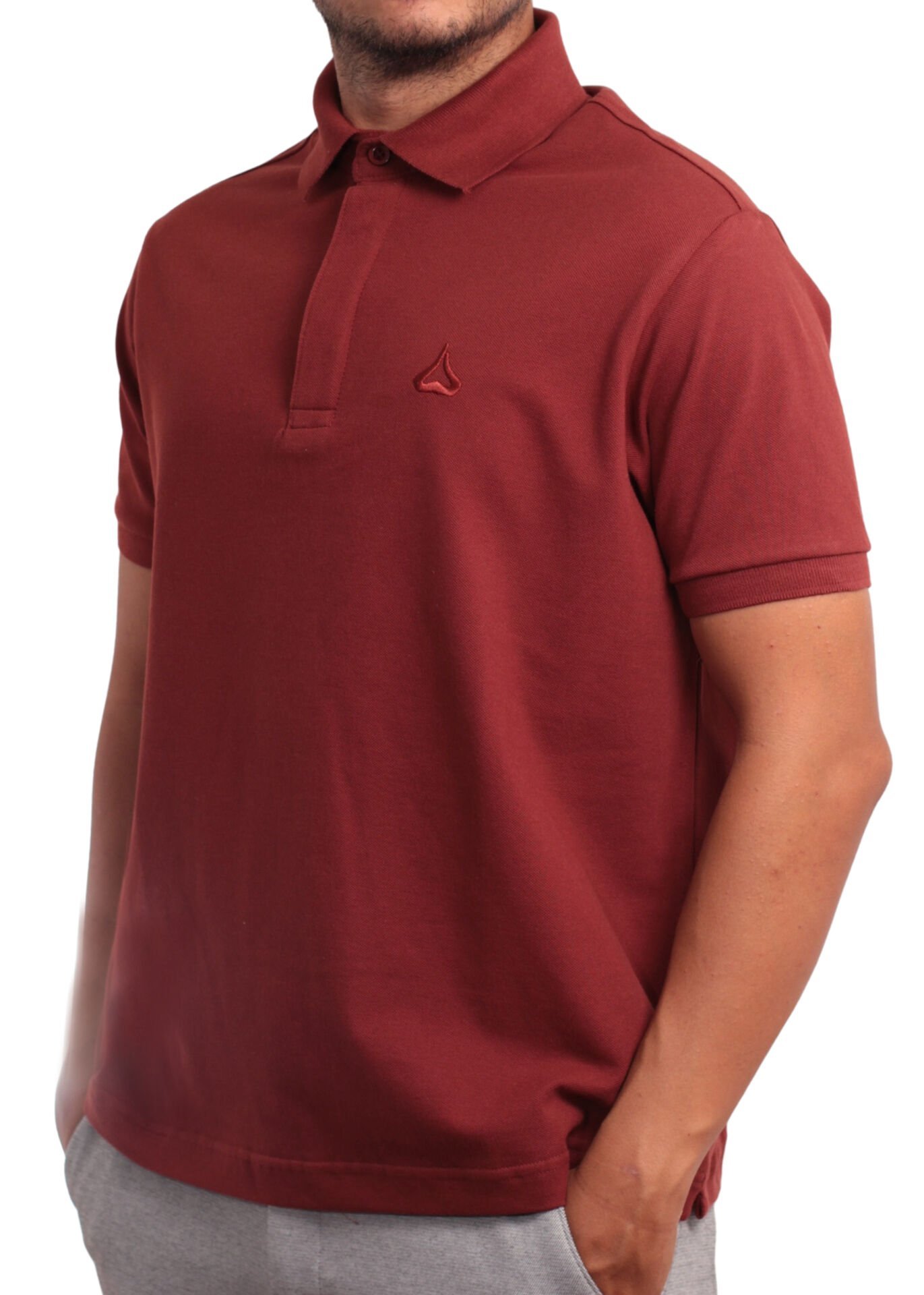 Regular Fit %100 Pamuk Polo Yaka Kiremit T-shirt