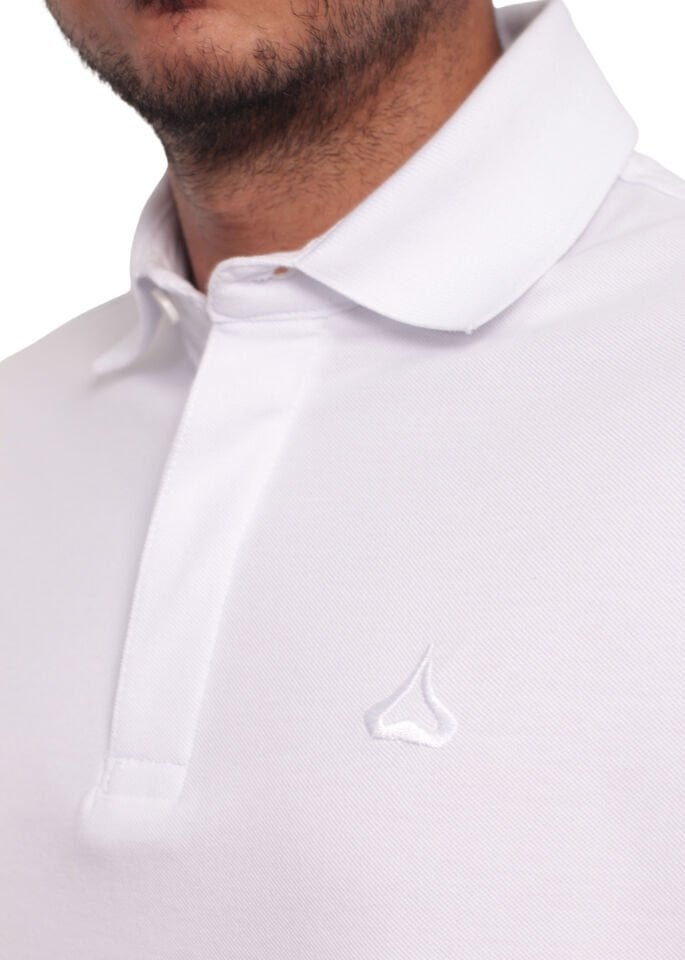 Regular Fit %100 Pamuk Polo Yaka Beyaz T-shirt