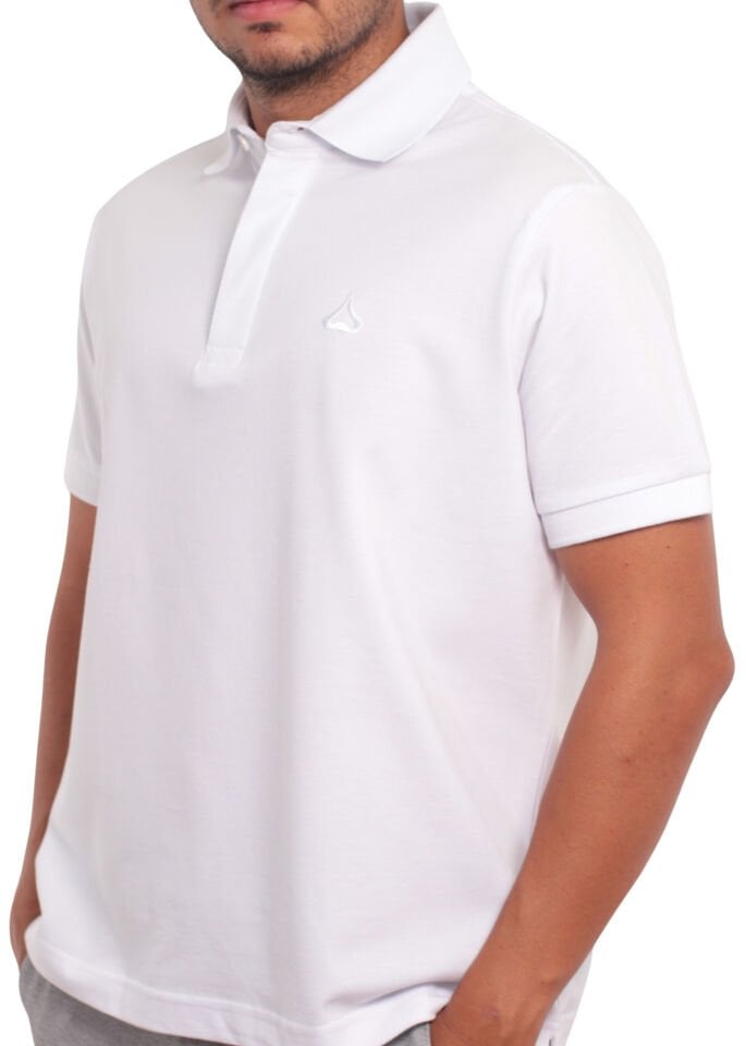 Regular Fit %100 Pamuk Polo Yaka Beyaz T-shirt