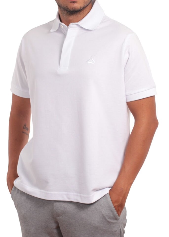Regular Fit %100 Pamuk Polo Yaka Beyaz T-shirt