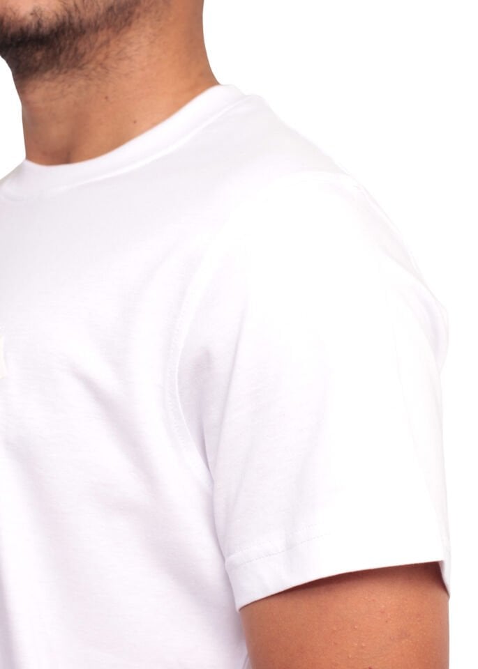 Regular Fit %100 Pamuk T-shirt – Obsidienne Logolu, Beyaz Renk